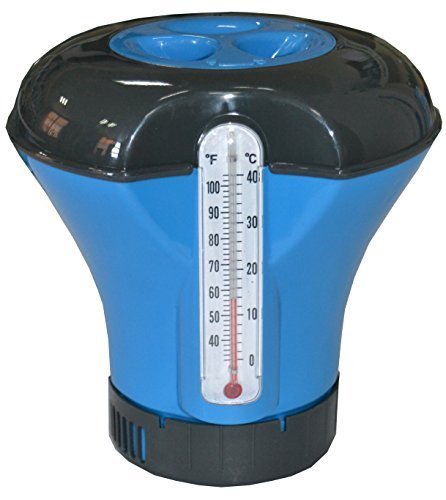 well2wellness® Chlor Dosierschwimmer / Chlordosierer inkl. Thermometer für 200g Chlortabletten -